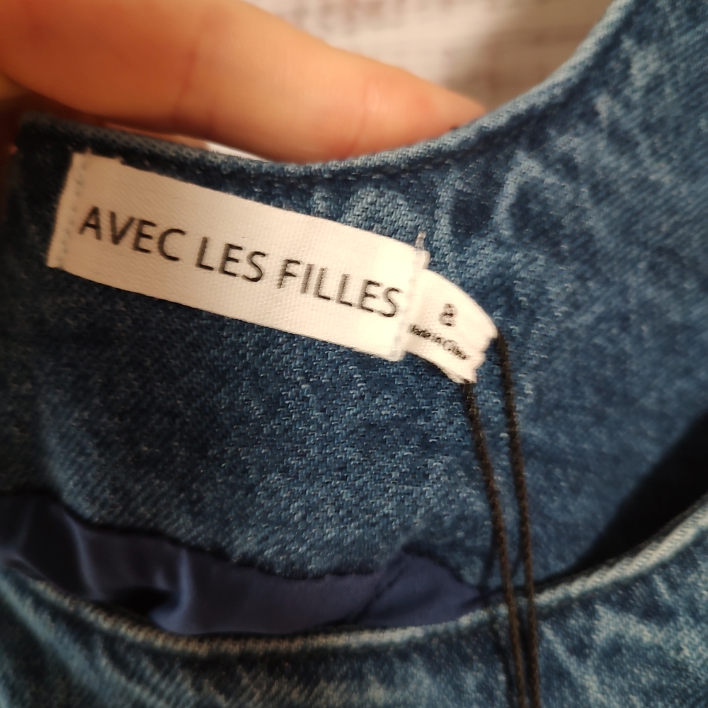 Avec Les Filles Denim Mini Dress Blue Size NWT 6-8 - Picture 8 of 8